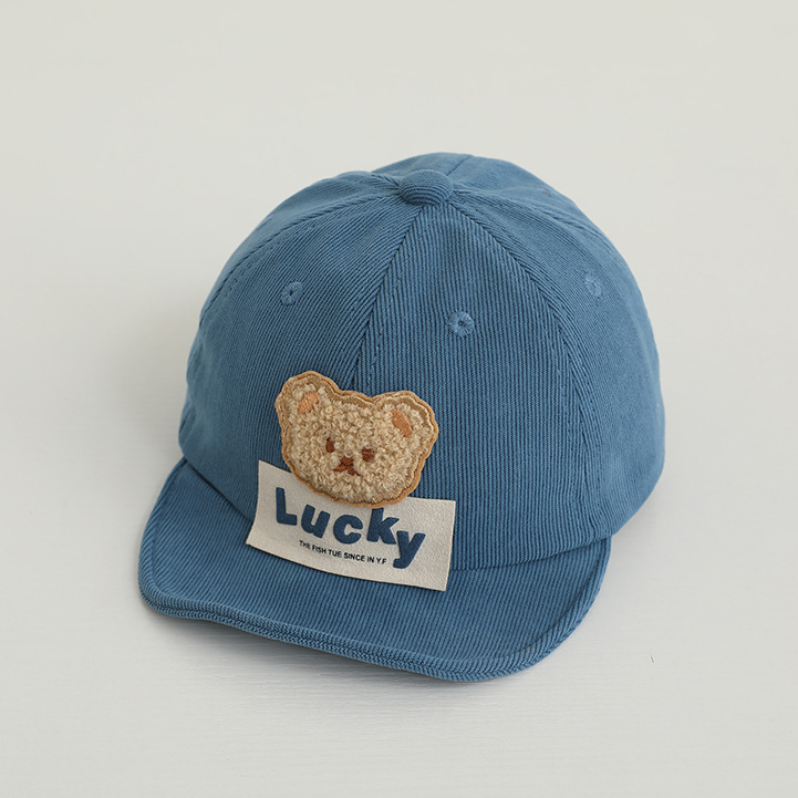 Bebé enarboló el otoño y el invierno bebé suave gorra de béisbol lindo oso de dibujos animados niños y niñas sombrero de pana