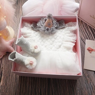 Baby Clothes Full Moon Princess Clothes Newborn suit Cyber Celebrity Baby Girl dress Gift Box One Year Old Gift
