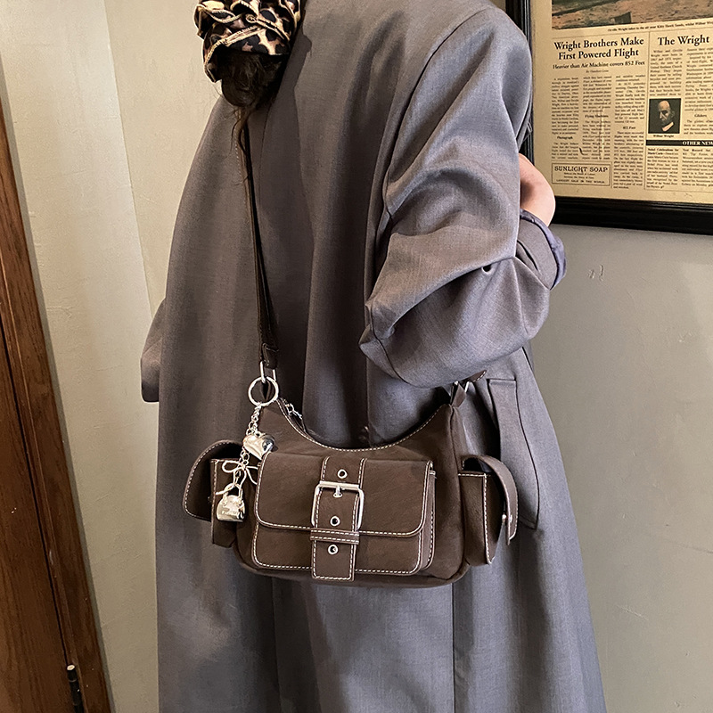 Vintage Biker Small Shoulder Bag With Multi-pockets For Women_voghion.com