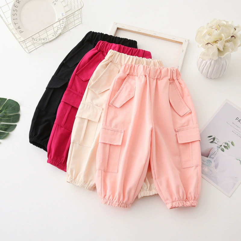 Брюки для девочек инструмент весна и осень тонкий 2025 новый ребенок летом носить мужской досуг