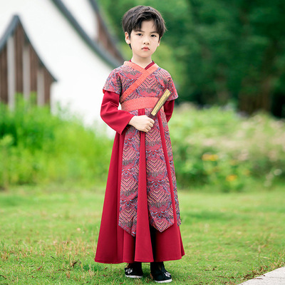  Chinese Folk costumes prince warrior swordsman cosplay gown children hanfu boy childe master of ancient costume chivalrous kids handsome costumes