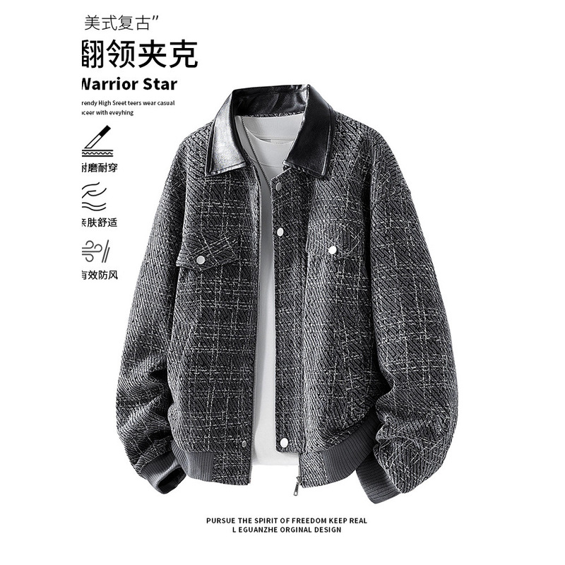 Nasa Xiaoxiangfeng Men's 2025 New Large Size Jacket Men's Spring and Autumn Loose Casual Handsome Houndstooth Jacket