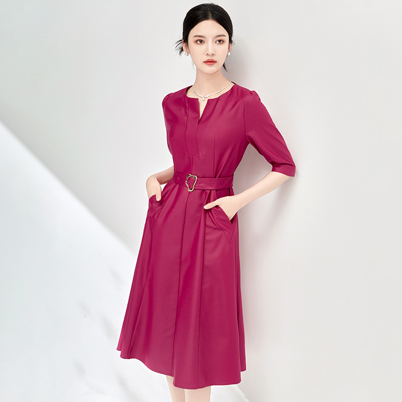Đầm maxi nữ thắt eo tay ngắn mùa hè — 2411409 - Cam chi tiết 7