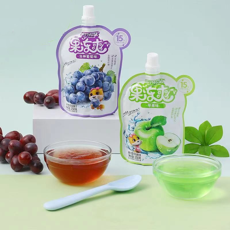 Dropshipping: Three Squirrels Suction Jelly Treats, 150g—Available in Green Apple and Roselle Grape Flavors, Perfect Summer Snack Delight