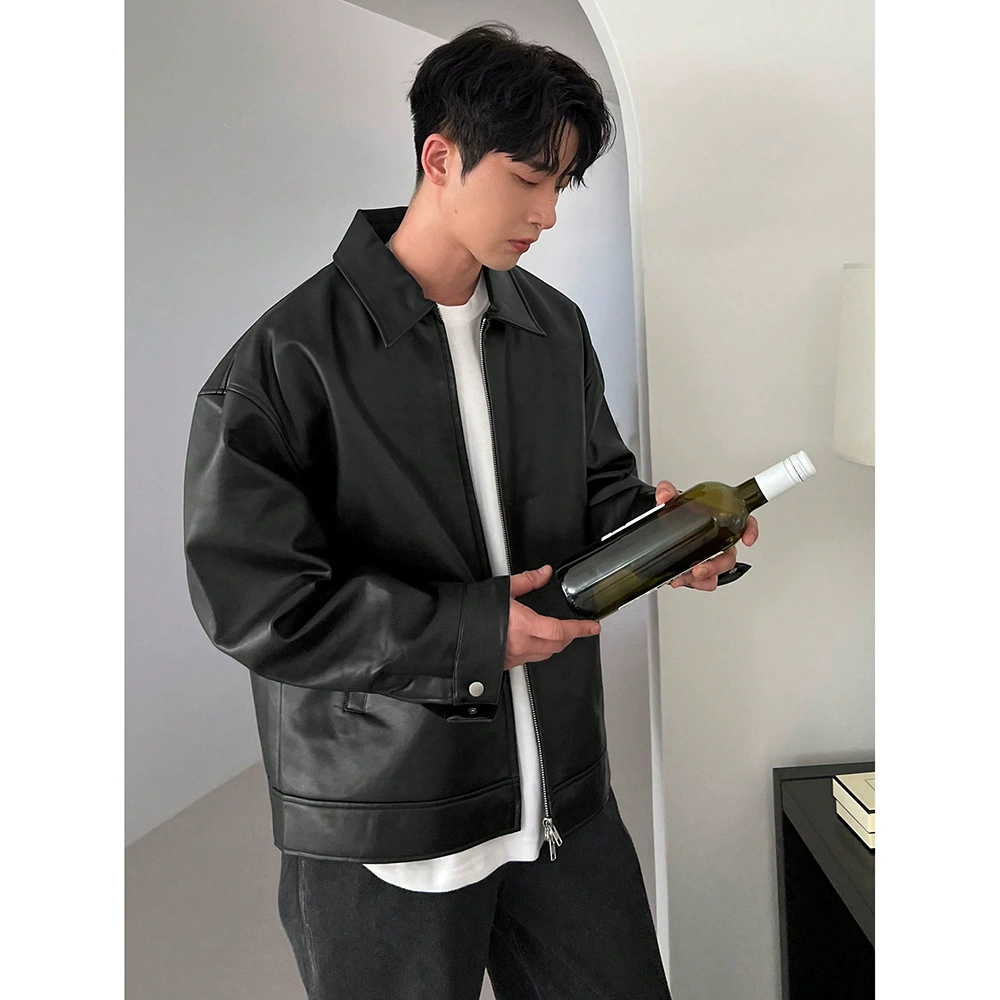 Американская высокая улица приливная кожаная одежда для мужчин весной и осенью новый ретро красивый свободный дикий отворот PUpie куртка