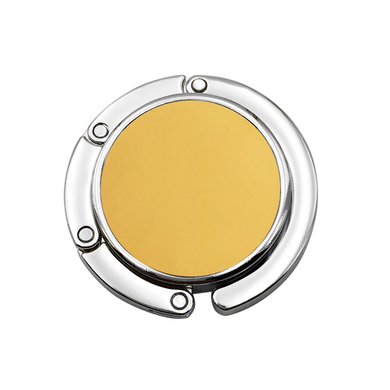 Venta caliente color sólido PU patrón imprimible de cuero Ronda plegable bolsa portátil gancho mesa lateral damas escritorio bolsa gancho