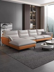 小戶型客廳直排三人位貴妃拼色家具現代簡約科技布藝沙發意式輕奢