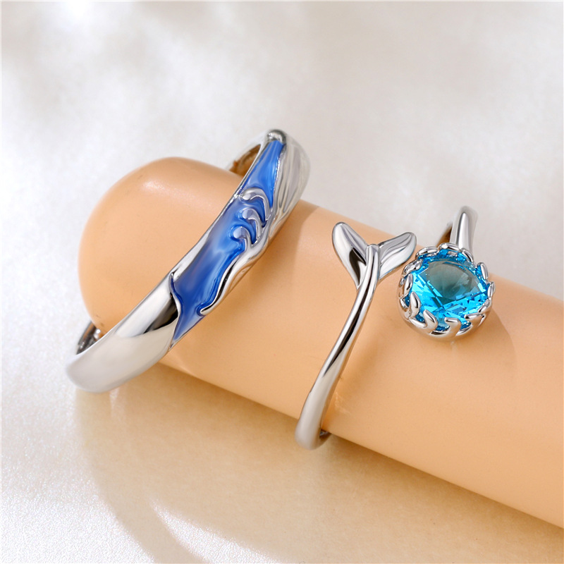 Fashion Wave Fishtail Couple Ring Jewelry Korean Mermaid Foam Opening Ring display picture 2