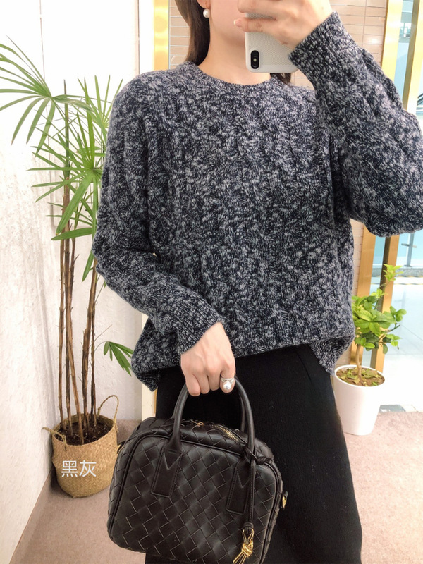 Fashion 2026 Autumn/Winter New A-Lan Flower Thick Twisted Knit Sweater Women's Round Neck 100% Wool Pullover Sweater
