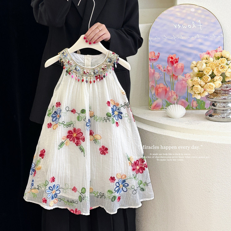 Girls Dress Summer Dress 2025 New Style Girls Suspender Dress Summer Gauze Dress Children's Clothes Children's Princess Dress Summer