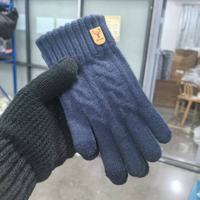 跨境针织毛线手套羊驼绒加绒加厚保暖手套户外百搭防寒可触屏手套|undefined