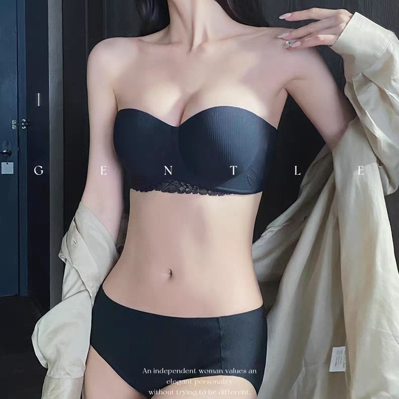 无肩带内衣女防滑聚拢文胸2025新款无钢圈小胸聚拢调整型半杯胸罩|undefined