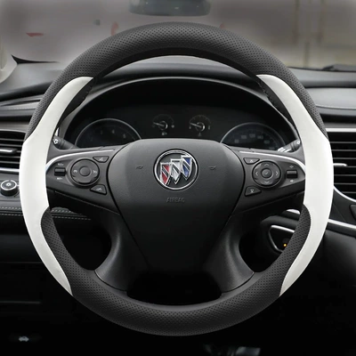 Suitable for 25 New Buick: Steering wheel cover - 16-22-lacrosse-black-and-white-ultra-thin-nappa-leather-other