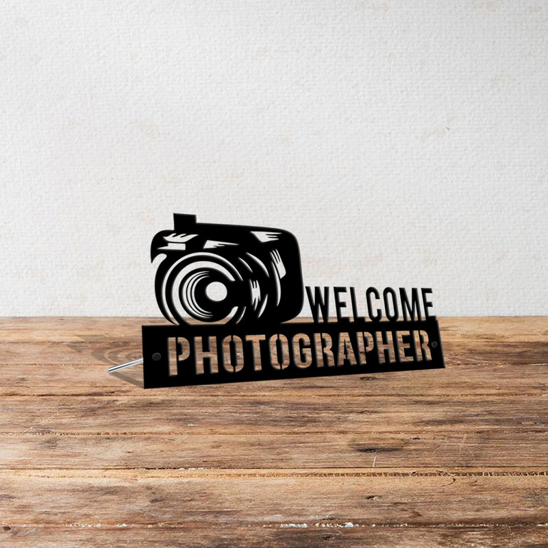 Fashionable New Camera Silhouette Creative Desktop Photographer Table Card Ornaments Decorative Iron Crafts Amazon