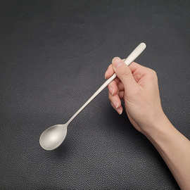 不锈钢304钛净化勺子加长柄冰勺甜品勺家用搅拌勺马克杯勺西餐勺