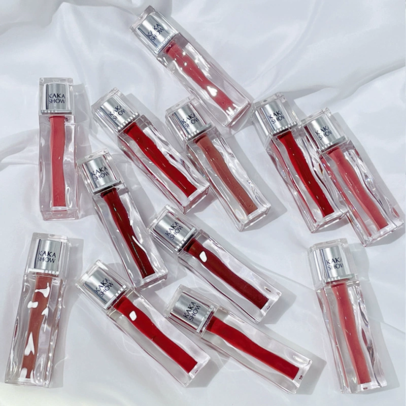 Transparent lip gloss, ice cubes, lipstick, translucent shading