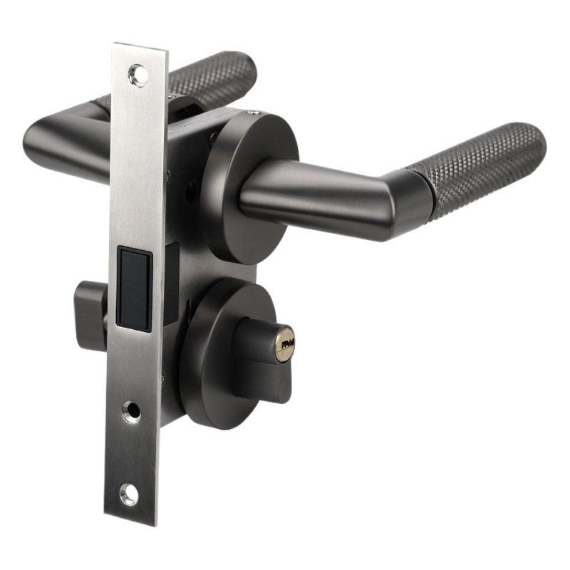 Split cerradura hogar puerta de madera negro puerta de la habitación cerradura manija dormitorio manija moderna simple nueva cerradura de silencio