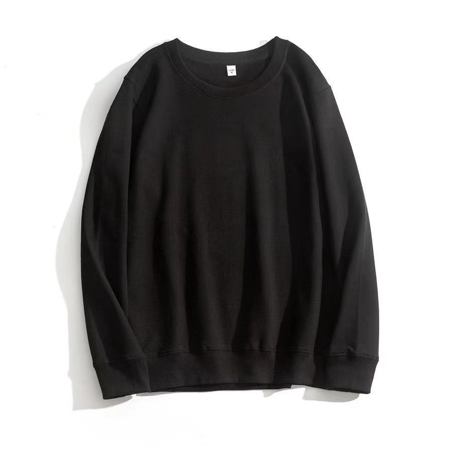 Heavy Long Sleeve Sweatshirt - Men's Solid Color Crew Neck Casual Top - Detail 13