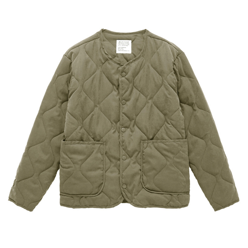 Men's Winter Cotton-Padded M65 Inner Liner Jacket, Workwear Quilted Collarless Diamond-Patterned Cotton Coat, Winter Outerwear for Cross-Border Trade Men's Winter Cotton-Padded M65 Inner Liner Jacket, Workwear Quilted Collarless Diamond-Patterned Cotton Coat, Winter Outerwear for Cross-Border Trade