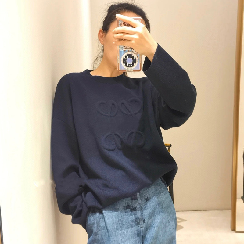 天花板原标罗家小红书网红款胸前压纹LOGO针织套头毛衣男女上衣|undefined