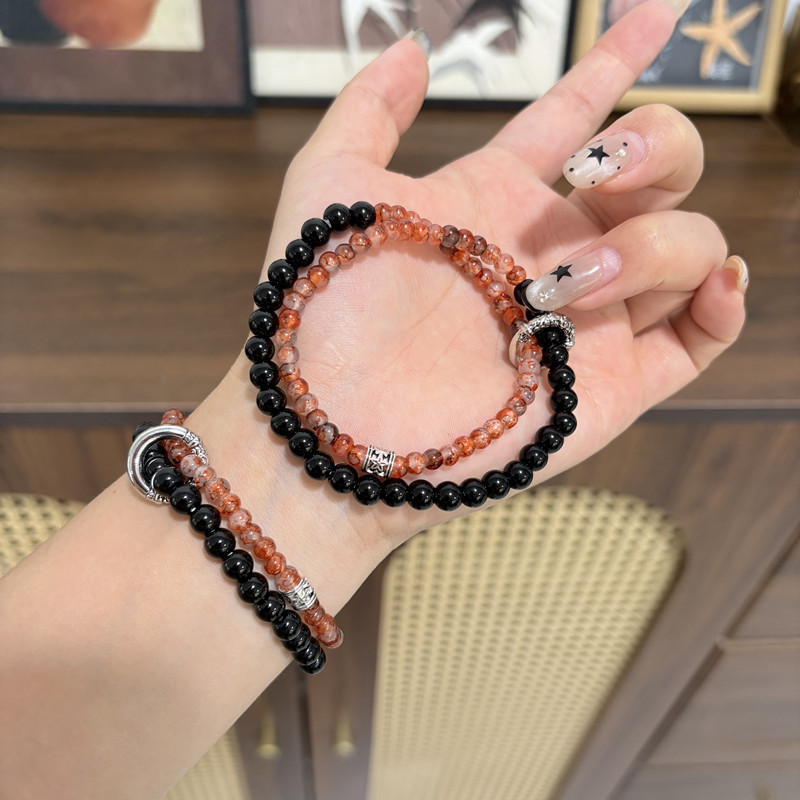 Chinese aesthetics! New style Chinese-style peace buckle beaded bracelet for women, stone bracelet, trendy couple's jewelry Chinese aesthetics! New style Chinese-style peace buckle beaded bracelet for women, stone bracelet, trendy couple's jewelry