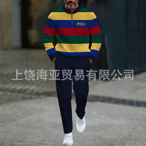 2025跨境外贸新品欧美热卖休闲潮流爆款男装两件套3d数码印花|undefined