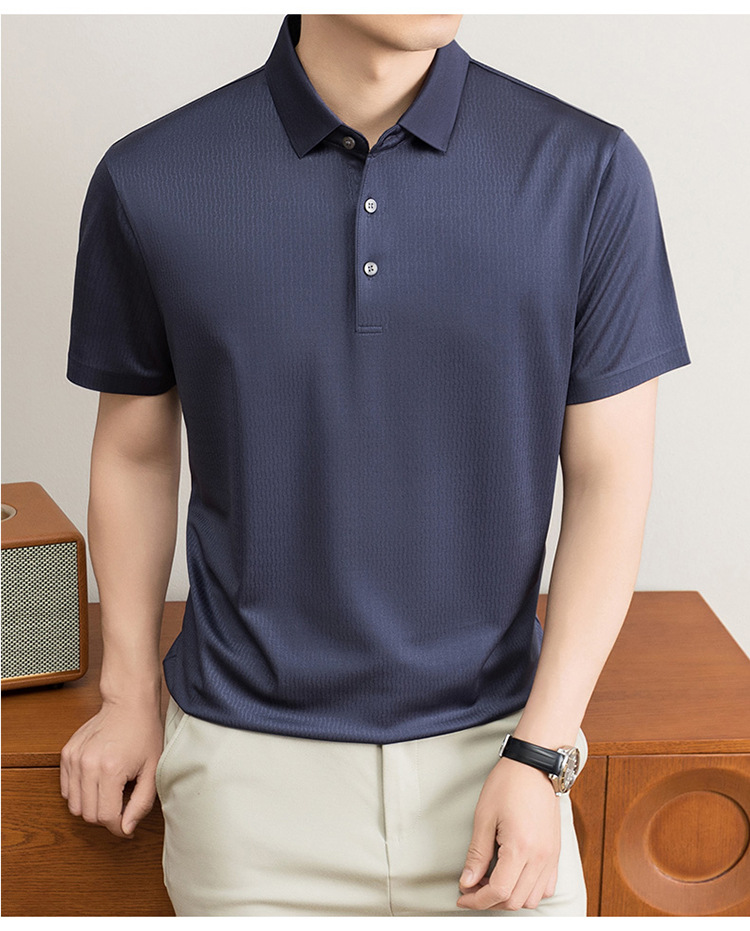 Áo polo nam tay ngắn cổ bẻ chất lụa mulberry cao cấp — Xanh lá cây nhạt8879 chi tiết 22