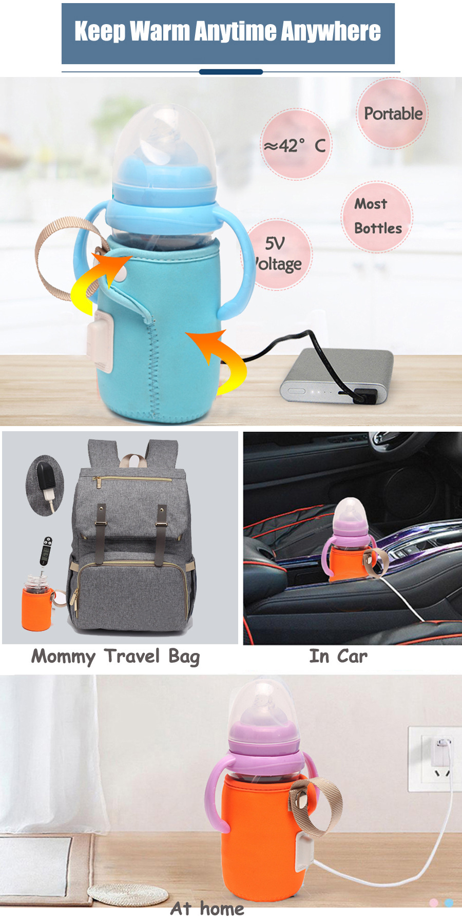 USB Baby Bottle Heating Cover - Orange