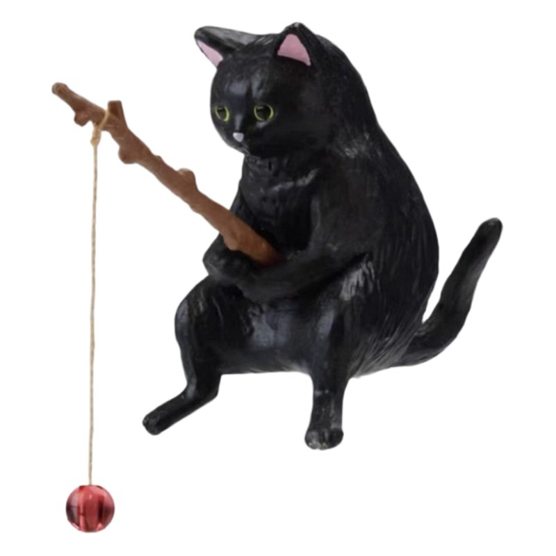 Adornos de gato de pesca de estilo caliente, paisaje de pecera, gato, red de Internet, escritorio, sala de estar, pesca informal, gatito, gatito al por mayor