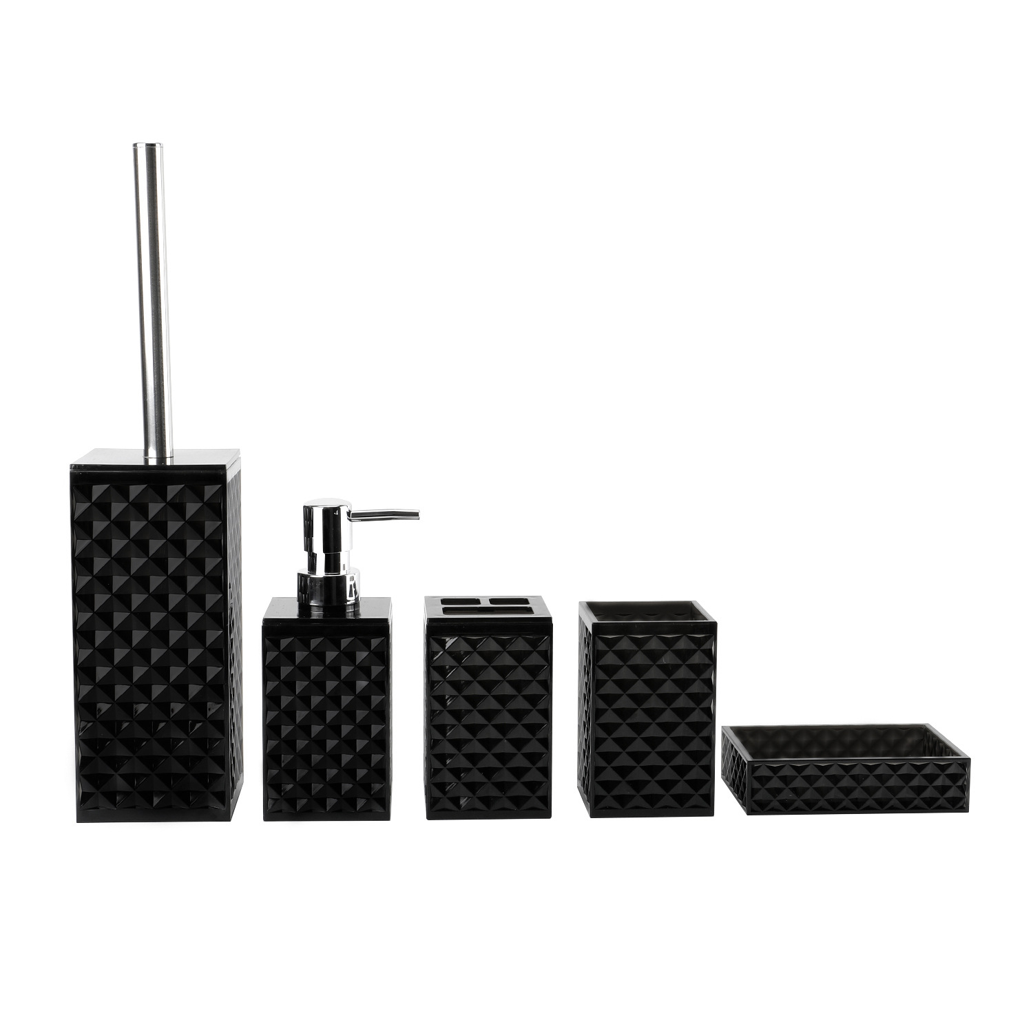 Cuarto de baño de plástico de cinco piezas redondo corrugado fábrica al por mayor de lavado de cinco piezas de baño enjuague bucal cepillo de dientes Copa conjunto de cinco piezas