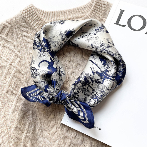  Autumn and Winter New Style Forest Style Silk Square Scarf Women's Silk Scarf Mulberry Silk Print Warm Scarf Shawl