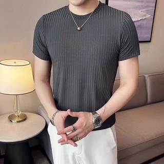 外贸夏季新款男士男装韩版修身圆领套头纯色休闲短袖T男款短袖t恤