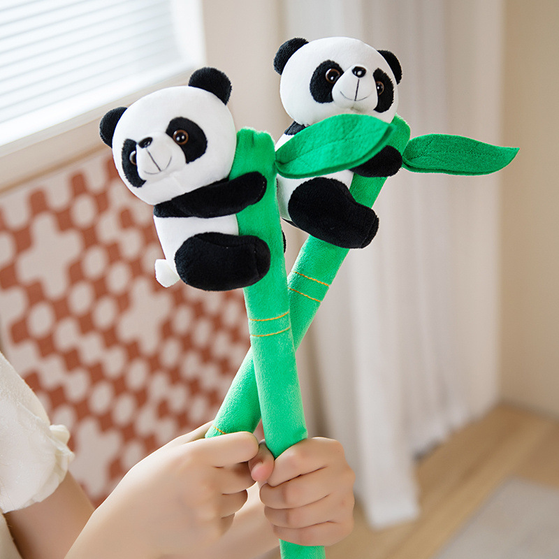 Bambú Polo Panda muñeca Flor de peluche juguete simulación tamaño bambú panda con palo masaje regalo femenino