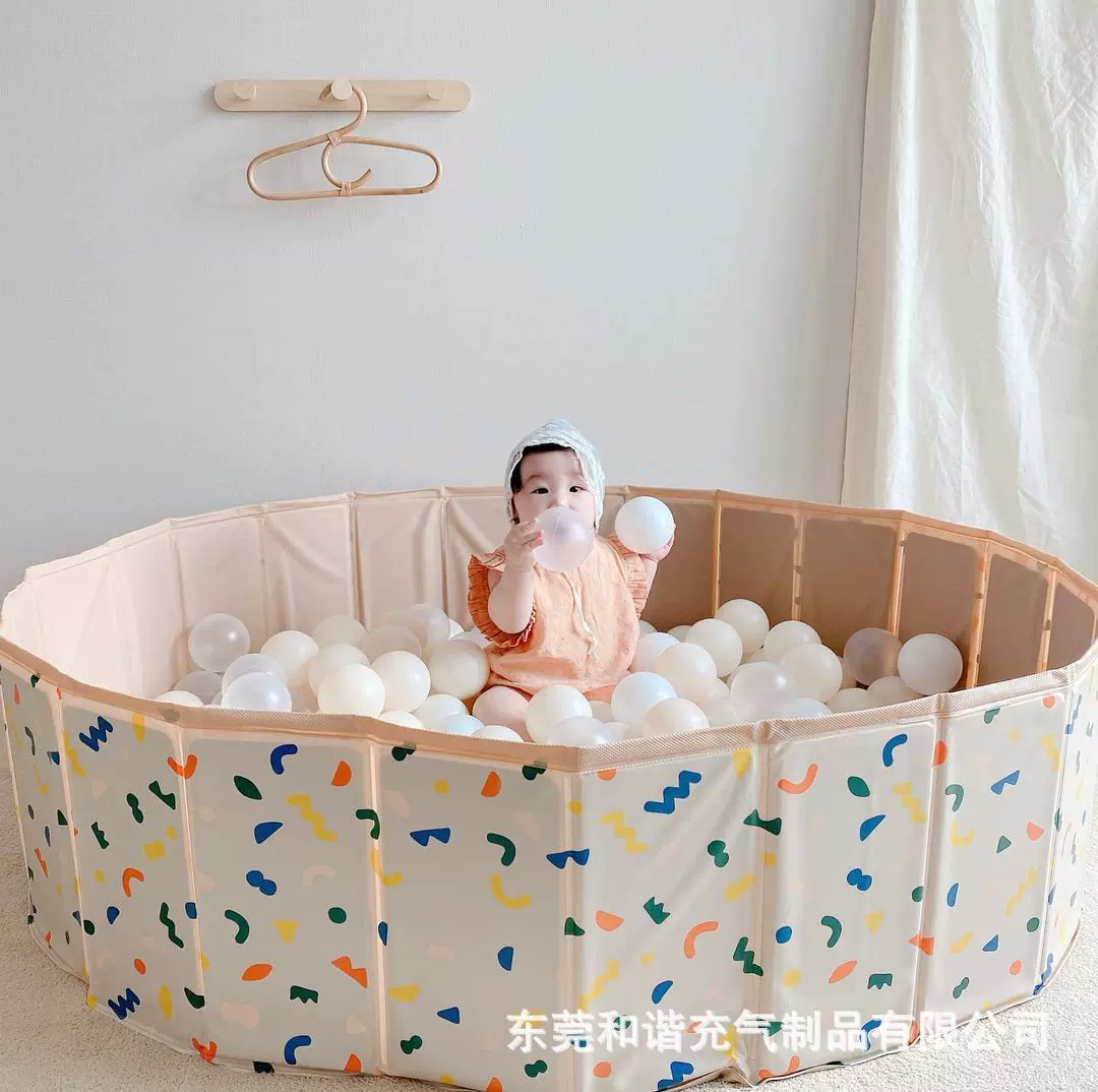 ins新款PVC儿童夏季戏水池浴缸便携式可折叠海洋球游戏围栏