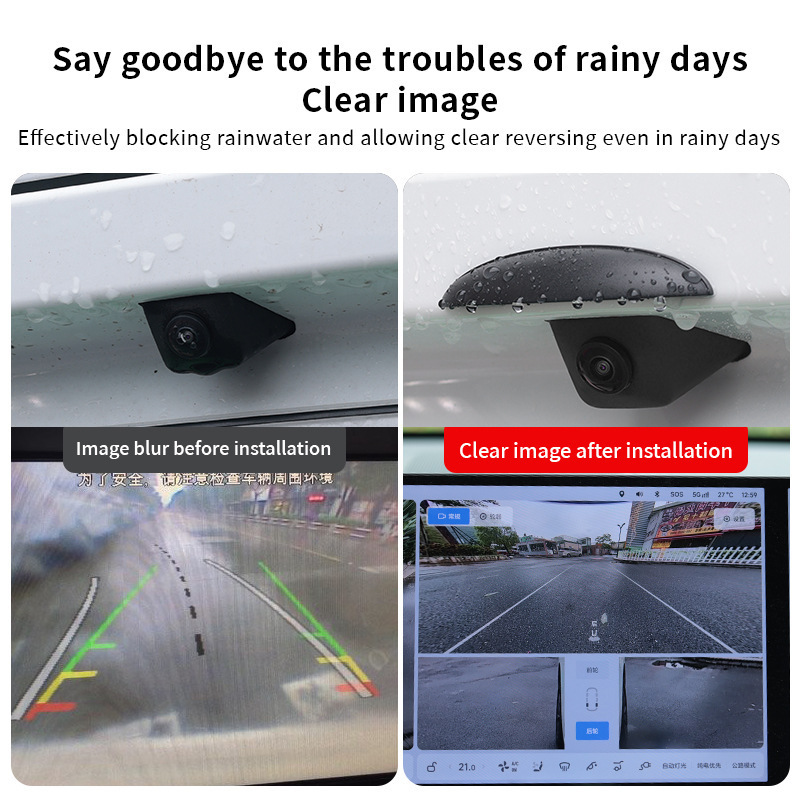 汽车倒车摄像头防雨罩360影像防水挡雨板雨眉遮雨挡水硅胶款ABS|undefined