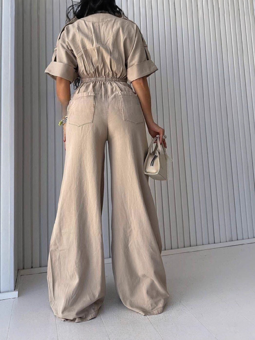 Transfronterizos 2025 otoño y invierno nuevo estilo de estilo de vestir con solapa de cintura junkers de moda casual junkers mujeres image 6