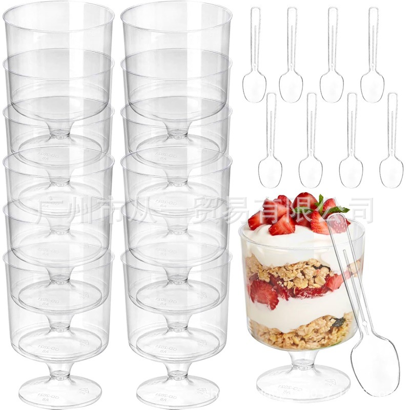 Şəffaf plastik şüşə formalı desert və mousse qabı