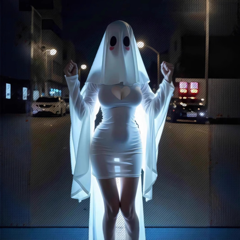 Pure Desire Hollow Ghost Skirt Halloween Ghost Cos Uniform Temptation J Casual Backless Date Shirt 3041