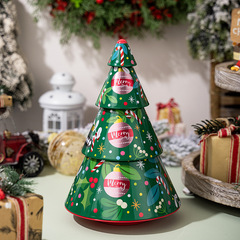 クリエイティブクリスマス装飾用品クリスマスツリー型ブリキ缶キャンディーボックスグリーンツリー収納ボックスクッキーボックス