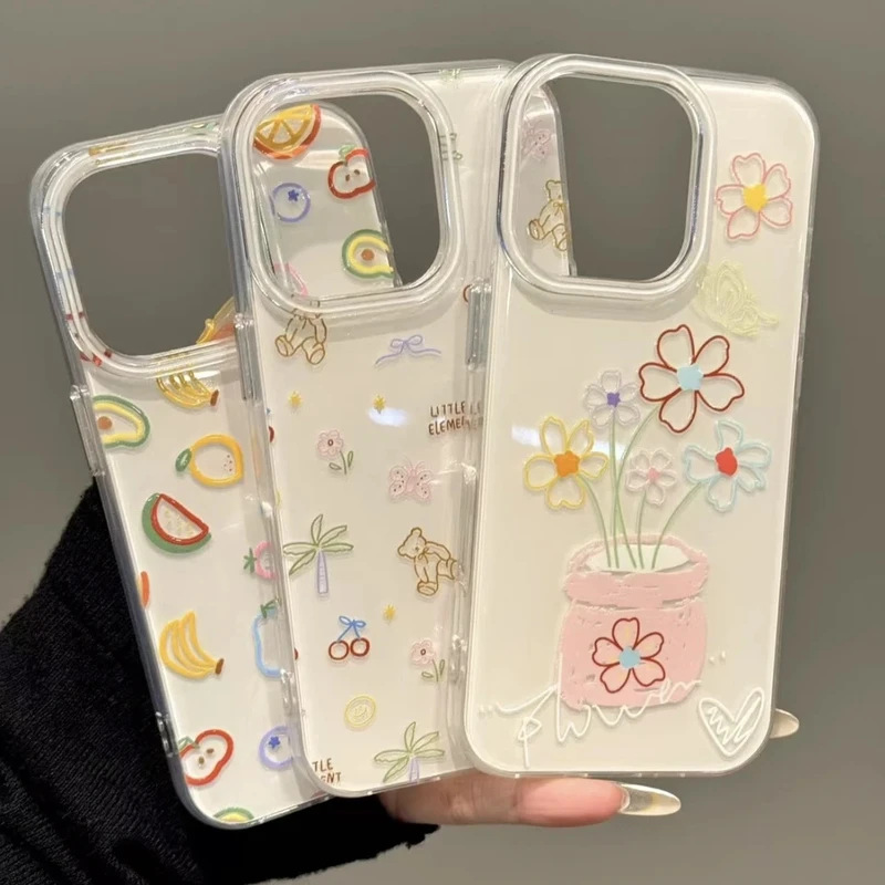 Korean Style Small Fresh Suitable for Samsung S25Ultra Mobile Phone Case S24 Simple A73 Flower Pot A56 Fruit S23 Girl