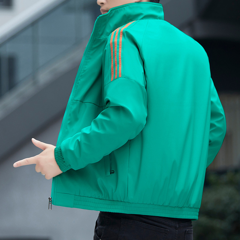 Tres barras transfronterizas chaqueta hombre otoño estilo americano chaqueta de viento de cuello al aire libre tres capas suaves chaqueta de asalto hombre tamaño grande image 10