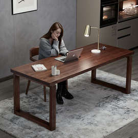 实木餐桌莫比恩纯木头电脑桌台式家用简约现代书桌悬浮原木办公桌