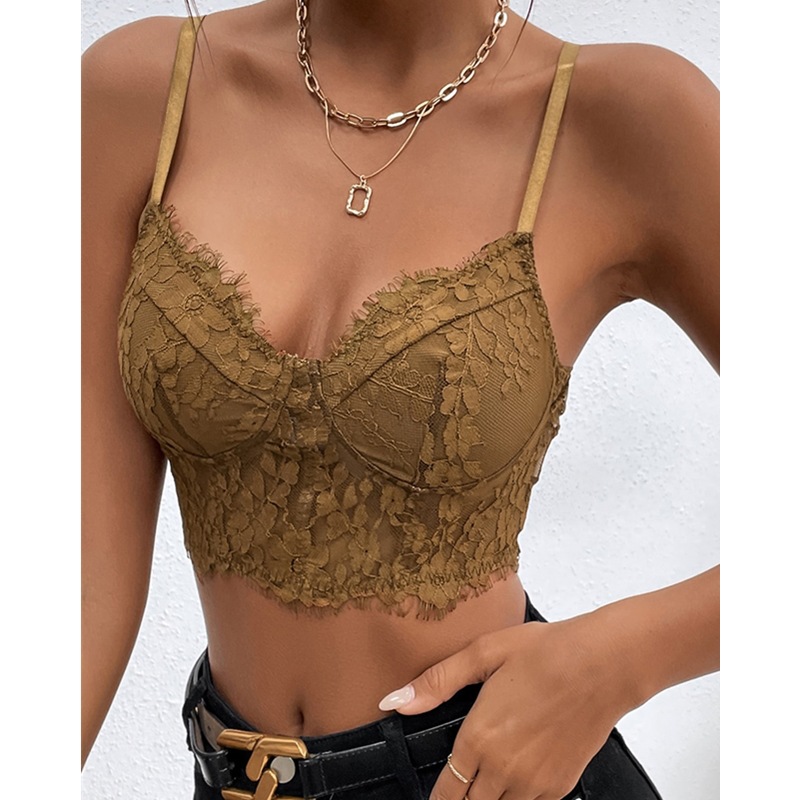 Lace Embroidery See-Through Wrapped Chest Camisole NSSCY108953