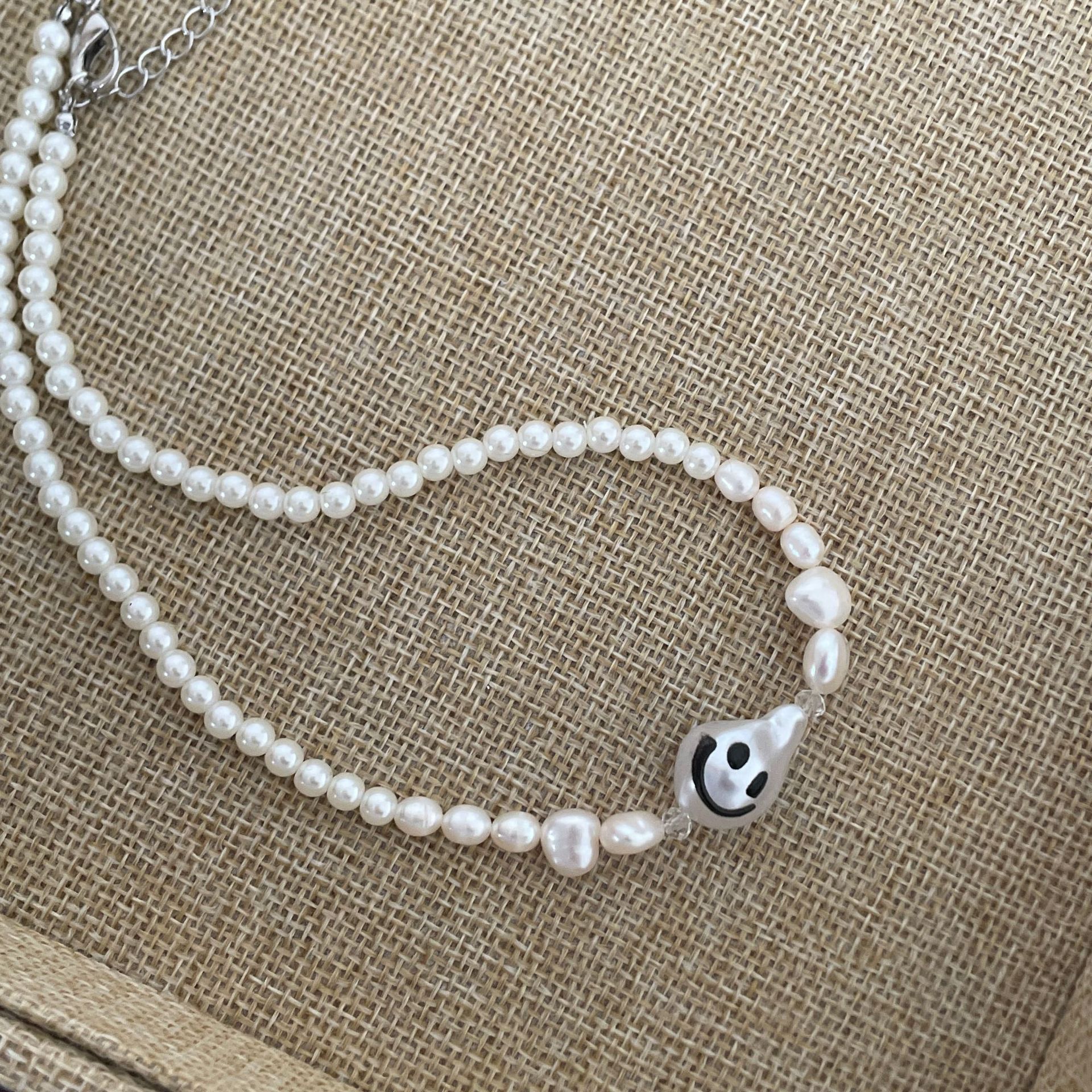 fashion irregular pearl necklace smiling face simple collarbone chainpicture5