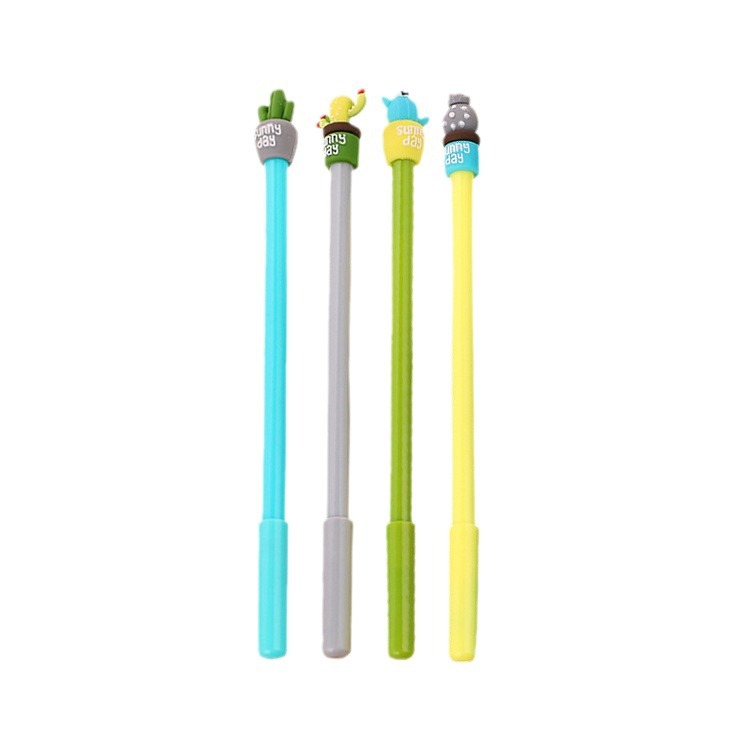 Papelería creativa cactus pluma de gel lindo estudiante de dibujos animados pluma de agua suministros de oficina firma pluma fábrica al por mayor