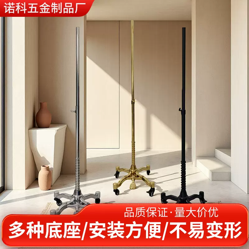 服装展示架批发厂家不锈钢钢模特支架配网红万向轮银色展示架