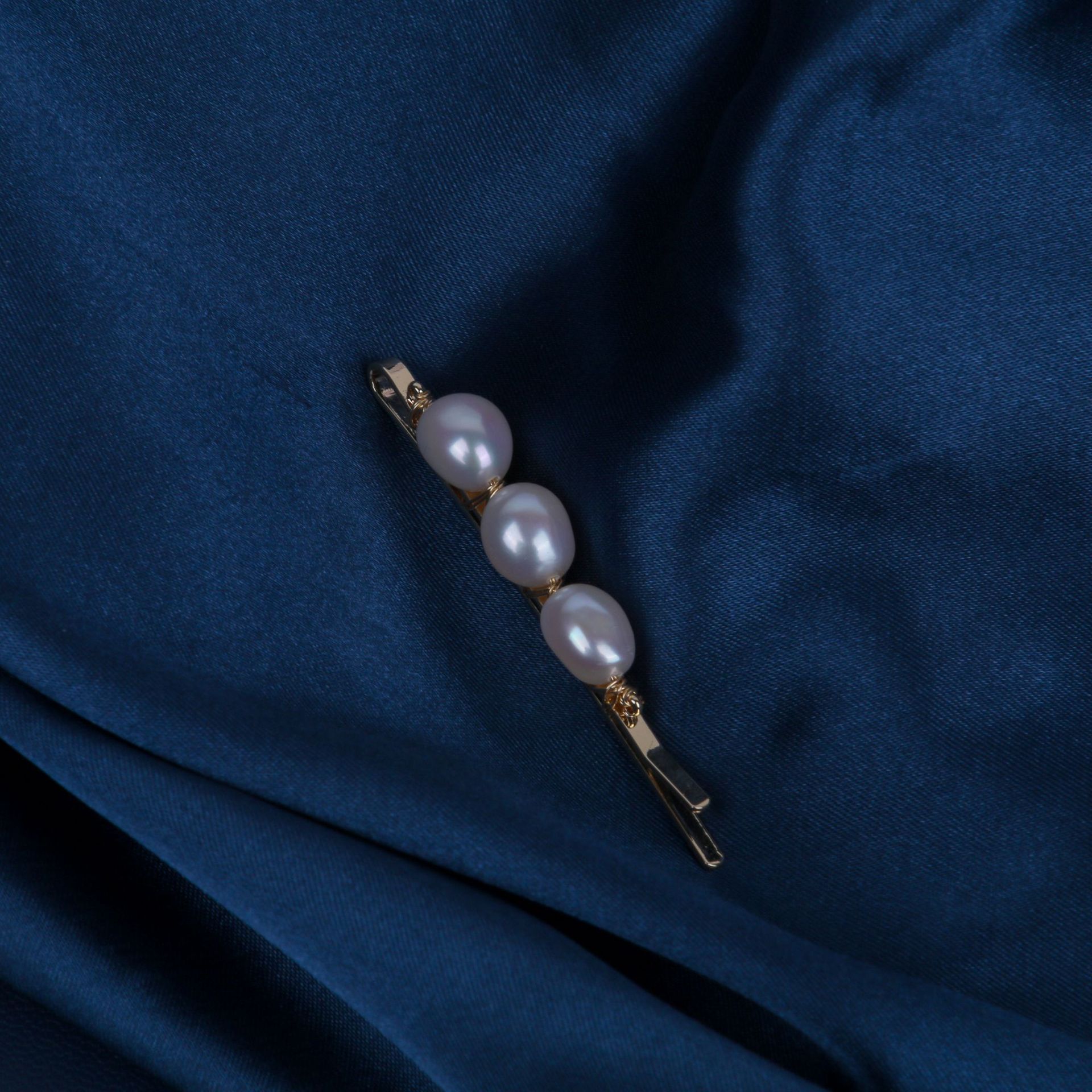 Freshwater Pearl Barrette Hair Accessory Baroque Hairpin Korean and Japanese Style Gold-Wrapped Handmade Hair Ornament for Broken Hair