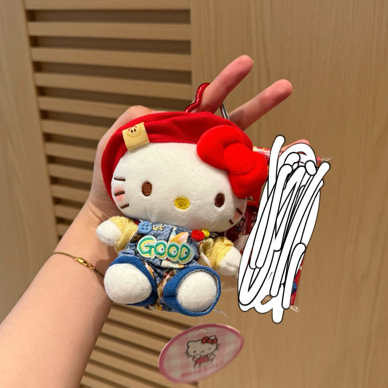 Genuino clásico KT Hello Kitty mochila bolso colgante dibujos animados lindo hellokitty llavero muñeca de felpa mujer