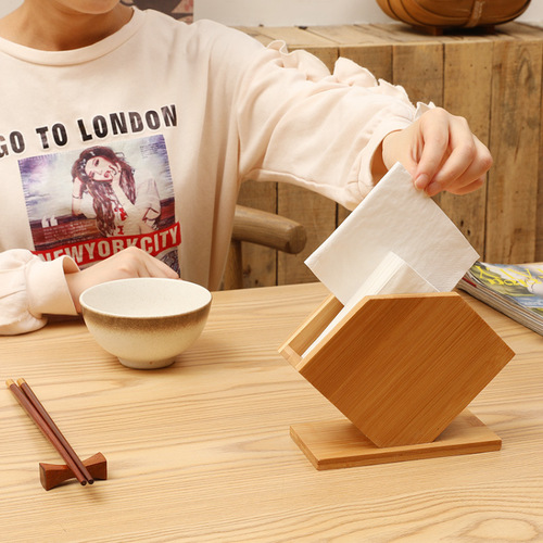 Hotel restaurant restaurant desktop paper box advertising lettering LOGO napkin storage box simple bamboo tissue box