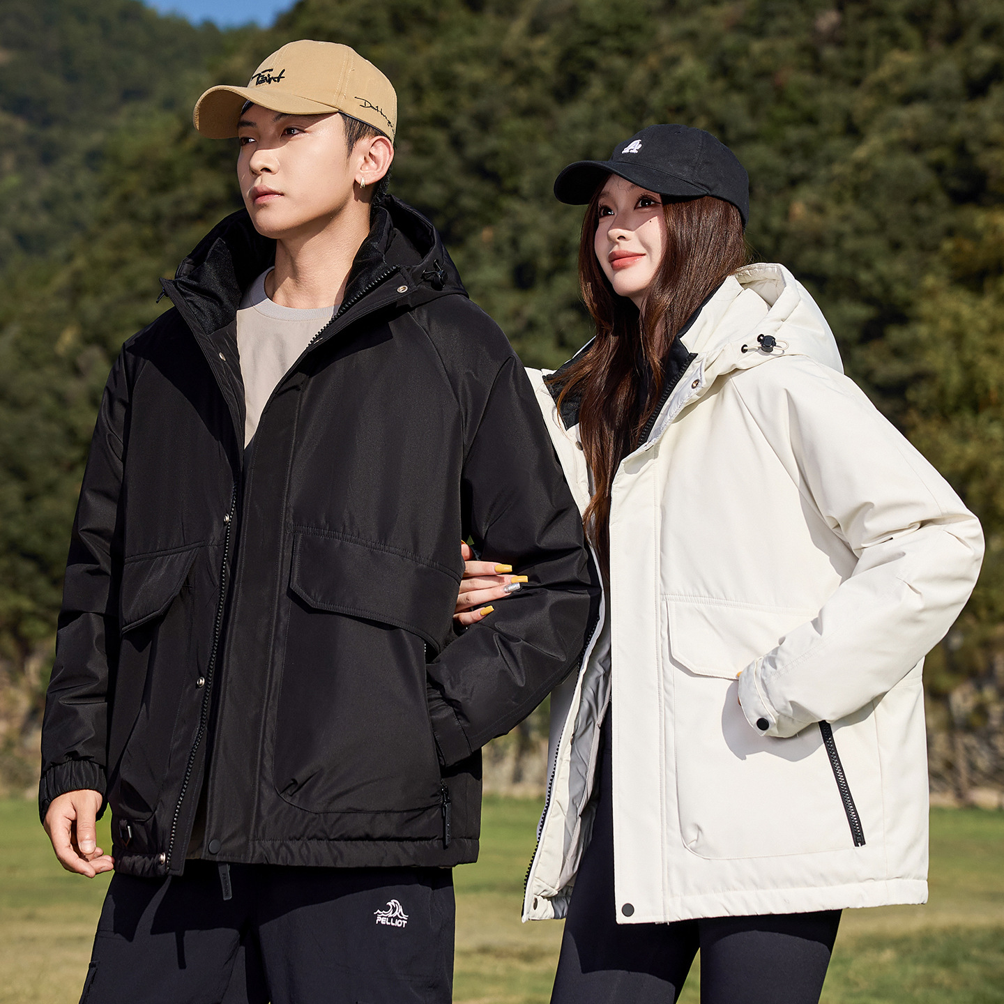 겨울 90% 화이트 오리 다운 재킷 남성용 새로운 느슨한 따뜻한 후드 코트 남성용 다운 재킷 남성용